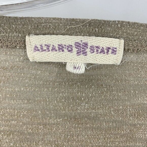 Altar'd State Top Brown Lace Shoulders 3/4 Sleeve - Picture 4 of 6